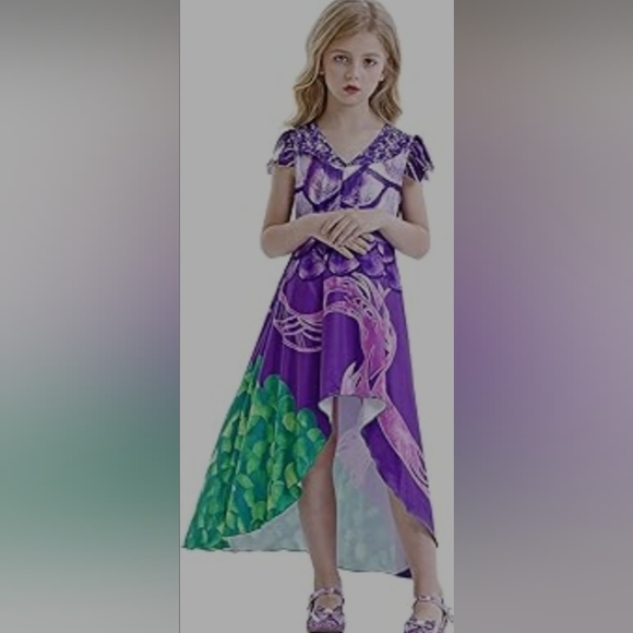 MAL Descendants hi-low dress gown Halloween COSTUME 9 10 12 14 16 - Picture 4 of 12